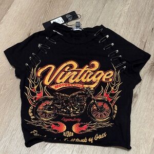 Vintage Motorcycle crop top - Black